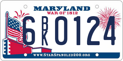 MD license plate 6BK0124