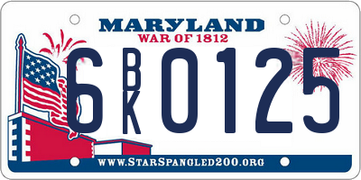 MD license plate 6BK0125