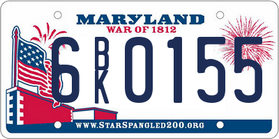 MD license plate 6BK0155