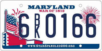 MD license plate 6BK0166
