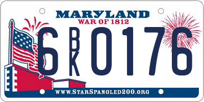 MD license plate 6BK0176