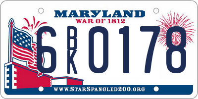 MD license plate 6BK0178