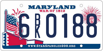 MD license plate 6BK0188
