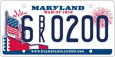 MD license plate 6BK0200