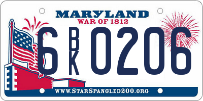 MD license plate 6BK0206
