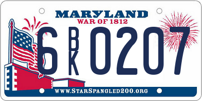MD license plate 6BK0207