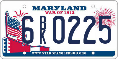MD license plate 6BK0225