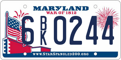 MD license plate 6BK0244