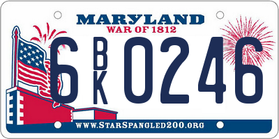 MD license plate 6BK0246
