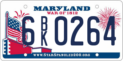 MD license plate 6BK0264