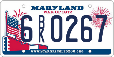 MD license plate 6BK0267