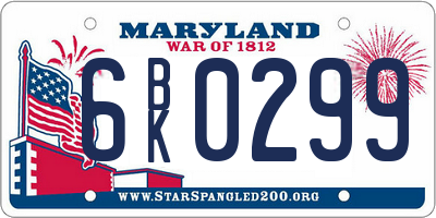 MD license plate 6BK0299