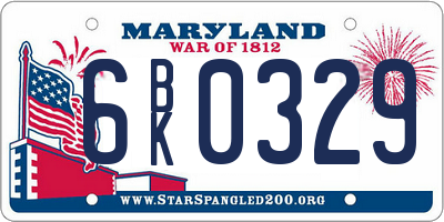 MD license plate 6BK0329