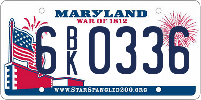 MD license plate 6BK0336