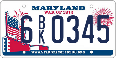 MD license plate 6BK0345