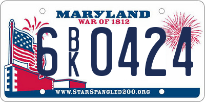 MD license plate 6BK0424