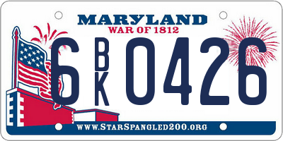 MD license plate 6BK0426