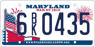 MD license plate 6BK0435