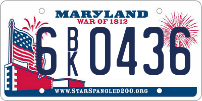 MD license plate 6BK0436