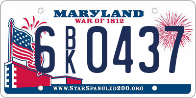 MD license plate 6BK0437