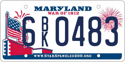 MD license plate 6BK0483