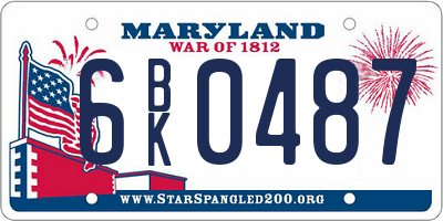 MD license plate 6BK0487