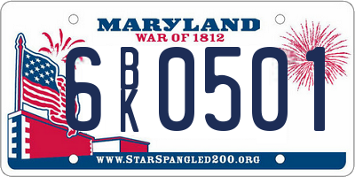 MD license plate 6BK0501