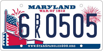 MD license plate 6BK0505