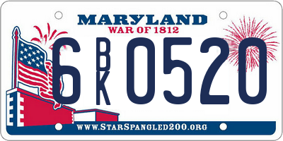 MD license plate 6BK0520