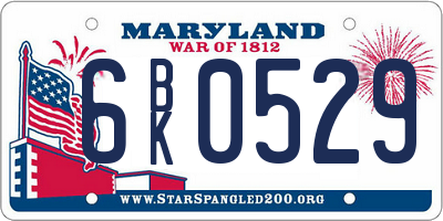 MD license plate 6BK0529