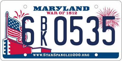 MD license plate 6BK0535