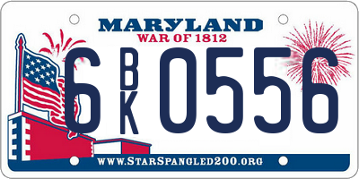 MD license plate 6BK0556