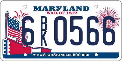 MD license plate 6BK0566
