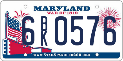 MD license plate 6BK0576
