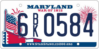 MD license plate 6BK0584