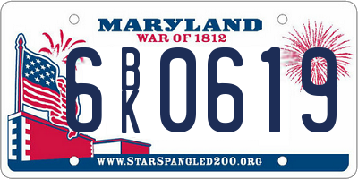 MD license plate 6BK0619
