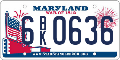 MD license plate 6BK0636