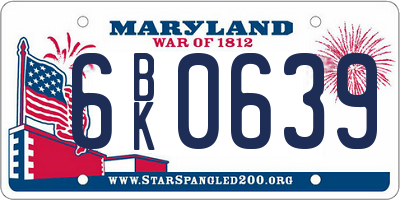 MD license plate 6BK0639