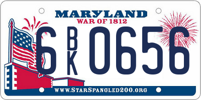 MD license plate 6BK0656