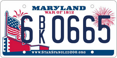 MD license plate 6BK0665