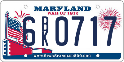MD license plate 6BK0717