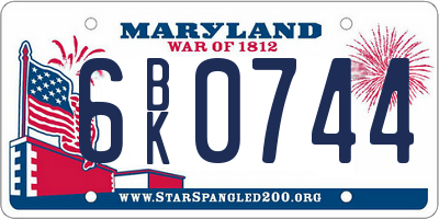 MD license plate 6BK0744