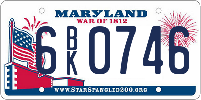 MD license plate 6BK0746