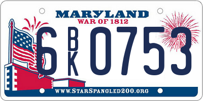 MD license plate 6BK0753
