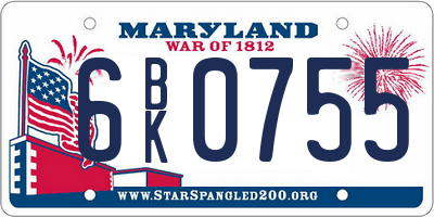 MD license plate 6BK0755