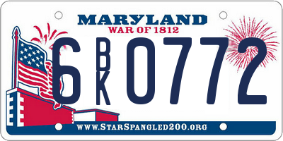 MD license plate 6BK0772