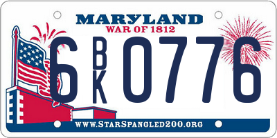 MD license plate 6BK0776