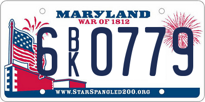 MD license plate 6BK0779