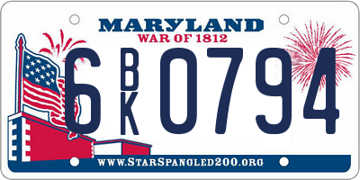 MD license plate 6BK0794