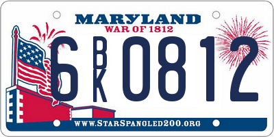 MD license plate 6BK0812